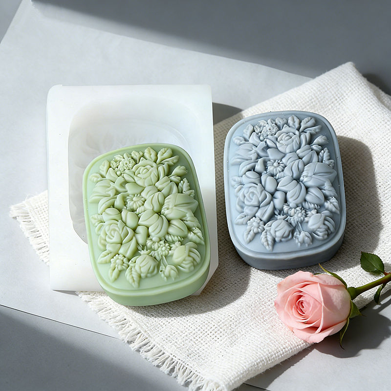 Soap Making Kit For Beginners - Square Floral Silicone Soap Mold with