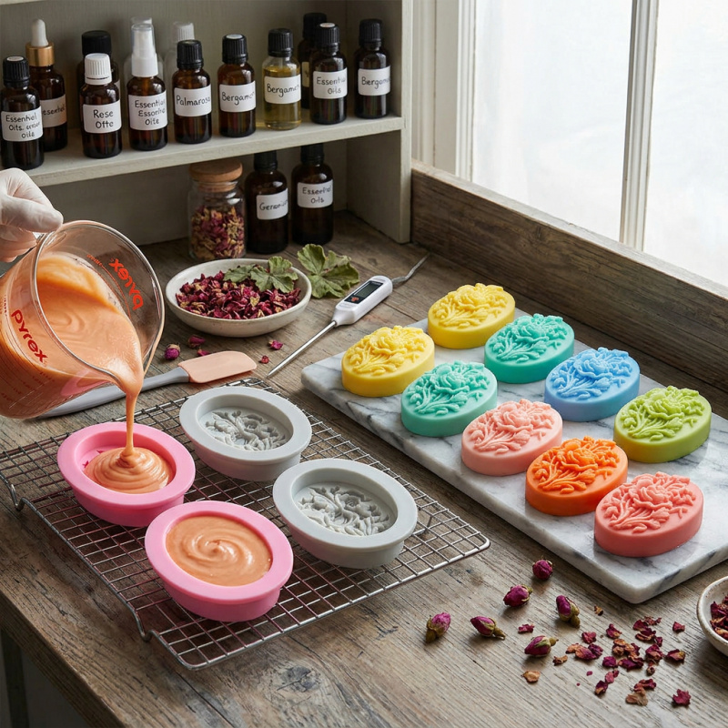4 Silicone mold with flower sh - Soap Making Instructions review and price